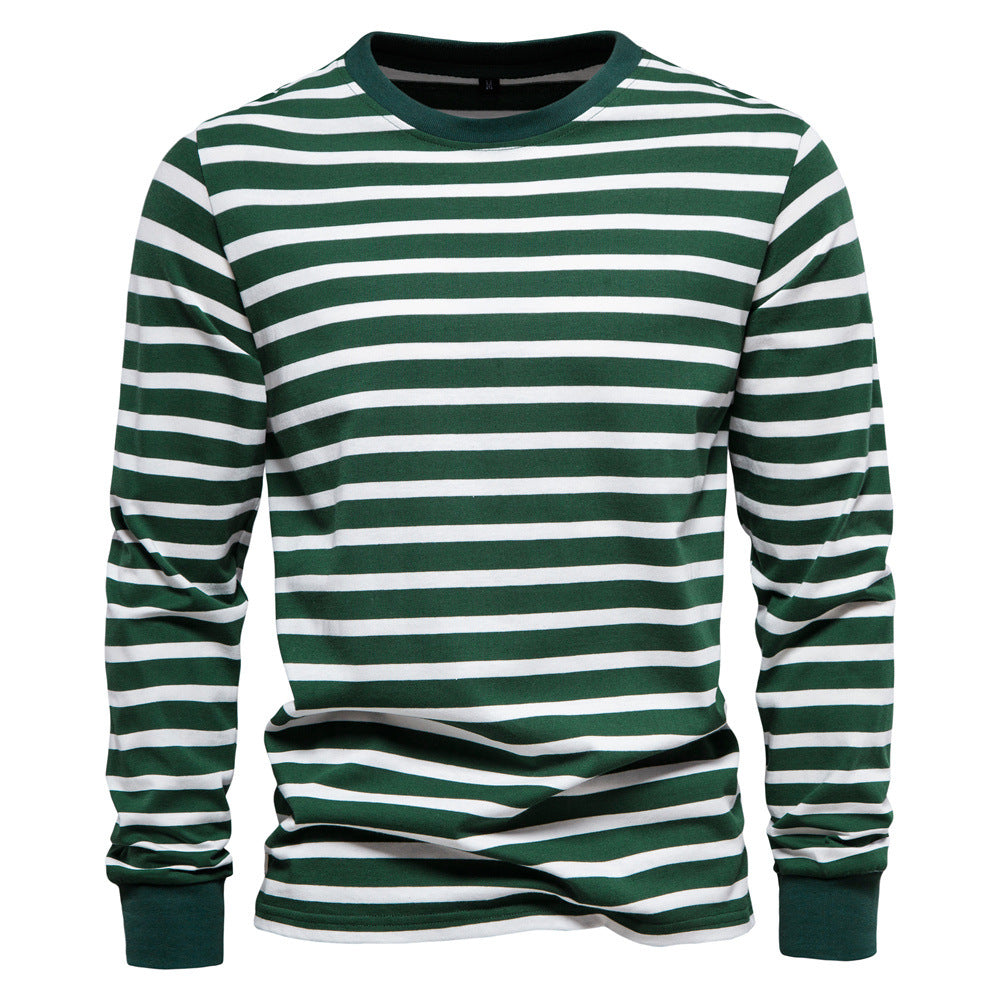 Men's Fashion Casual Long Sleeve Striped T-shirt